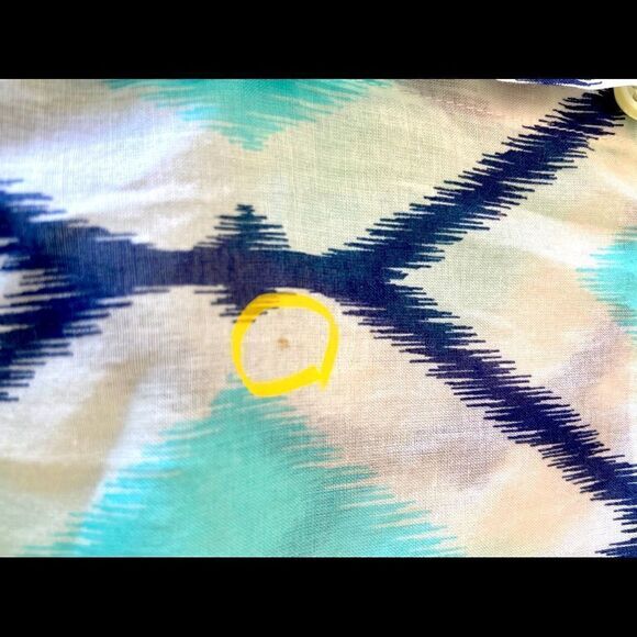 Talbots Aqua/Navy/White B/F Tab Sleeve Woman's Blouse Top Semi Sheer Sz MP - Picture 7 of 8